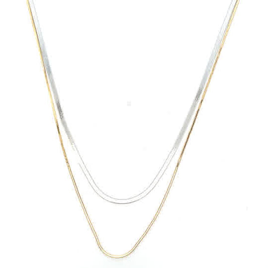 SILVER TT DOUBLE STRAND NECKLACE