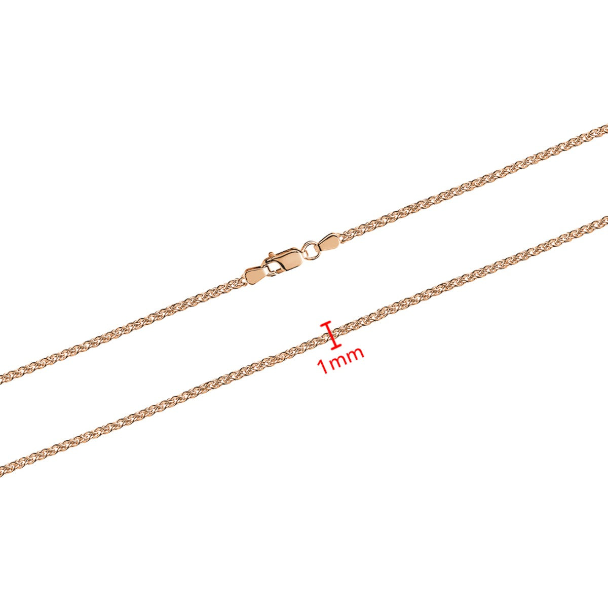 10K ROSE WHEAT CHAIN 1MM