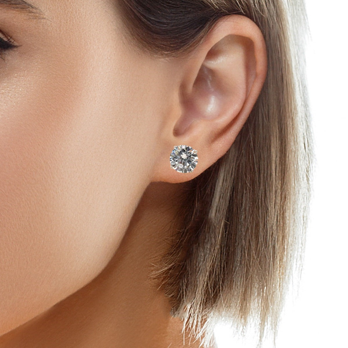 STERLING SILVER CZ STUDS ROUND
