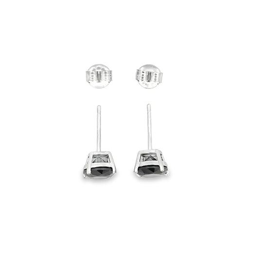 STERLING SILVER BLACK CZ STUDS ROUND