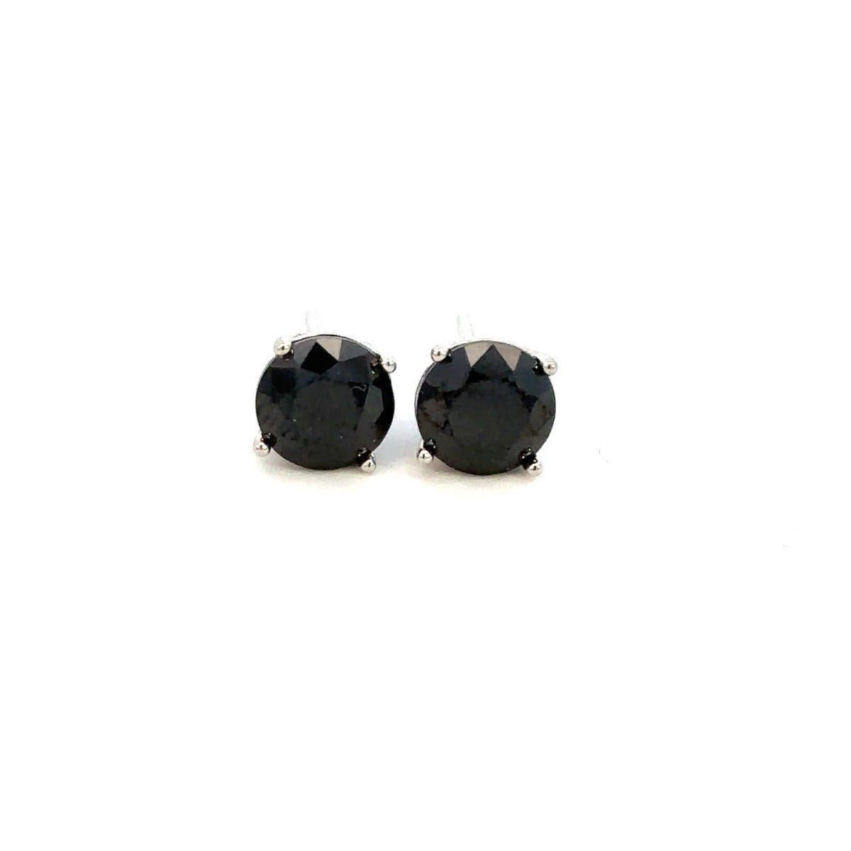 STERLING SILVER BLACK CZ STUDS ROUND