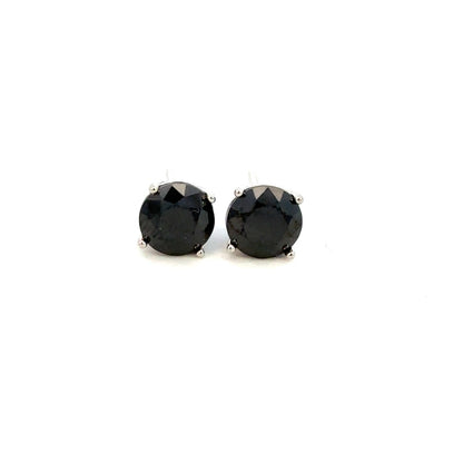 STERLING SILVER BLACK CZ STUDS ROUND