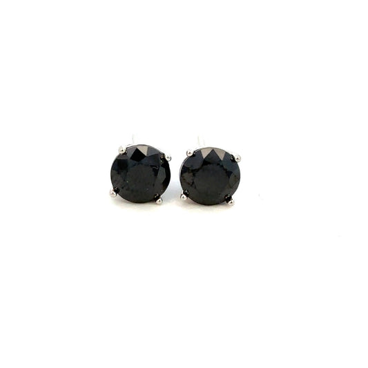 STERLING SILVER BLACK CZ STUDS ROUND