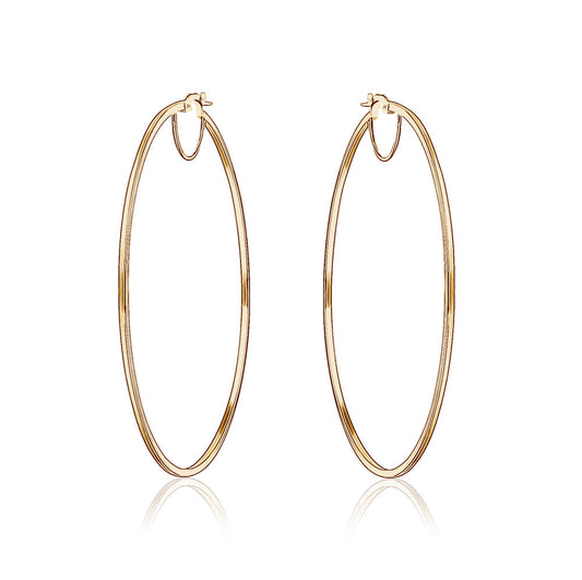 10k Yellow Gold Square Tube Large Hoops