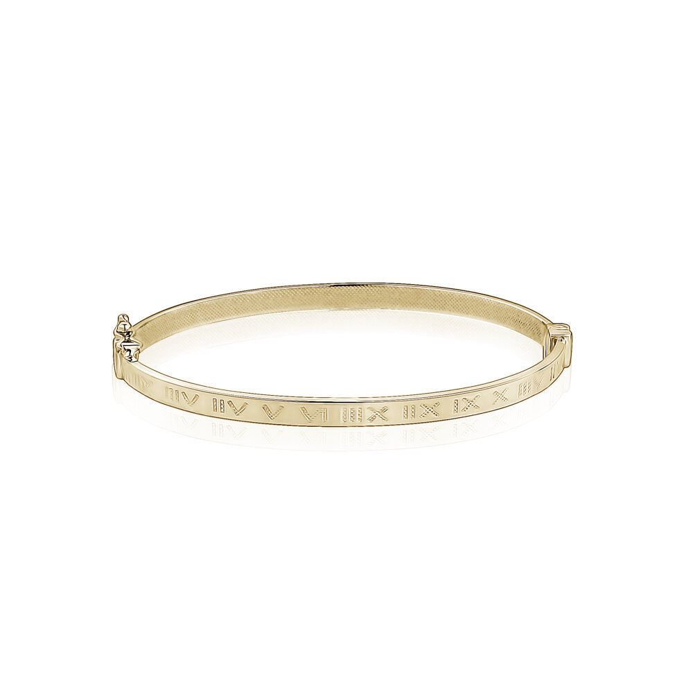 10k Yellow Gold Roman Numeral Bangles