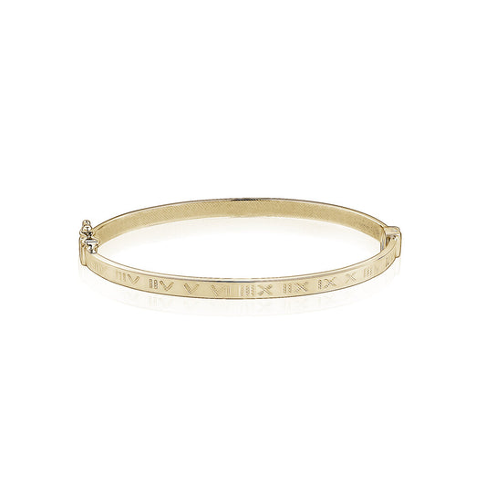 10k Yellow Gold Roman Numeral Bangles
