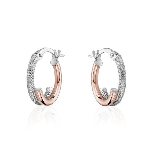 10k Rose & White Gold Hoops