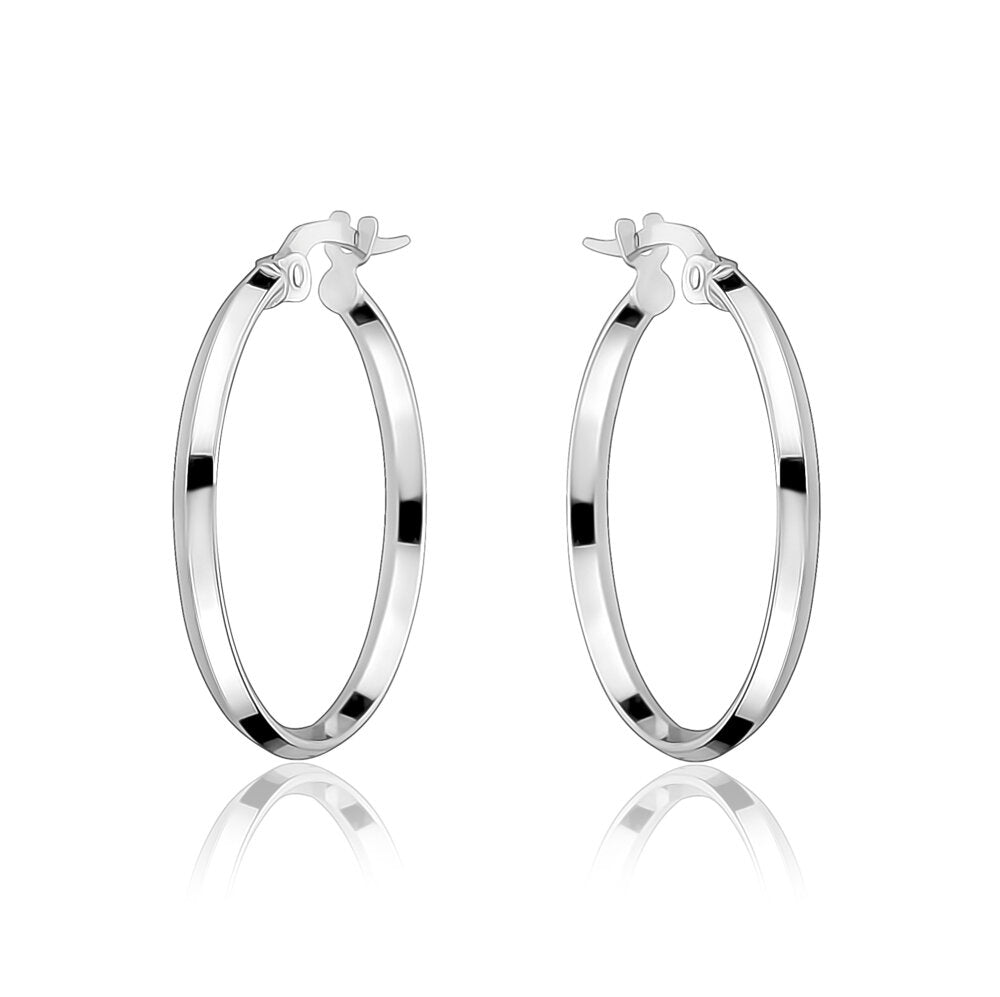 10k White Gold Hoops