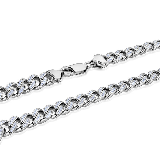 10MM Silver Rhodium CZ Miami Chains Chains