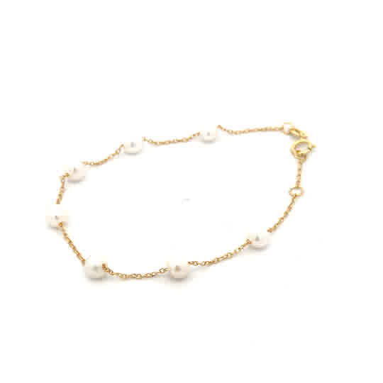 SILVER GOLD PLATED FW PEARL BRACELET TQB-2517
