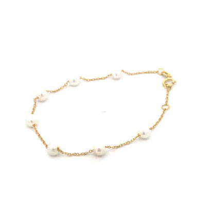 SILVER GOLD PLATED FW PEARL BRACELET TQB-2517