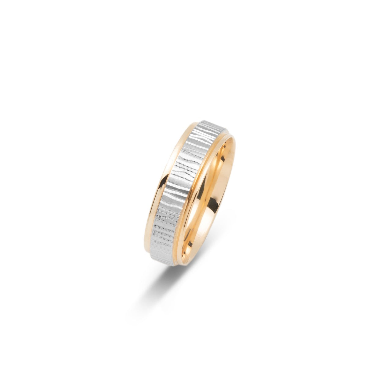 10K TWO TONE WEDDING BAND FANCY