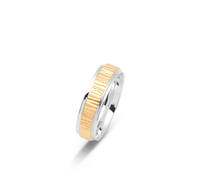 10K TWO TONE WEDDING BAND FANCY