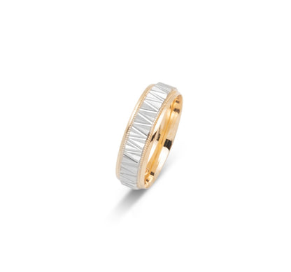 10K TWO TONE WEDDING BAND FANCY