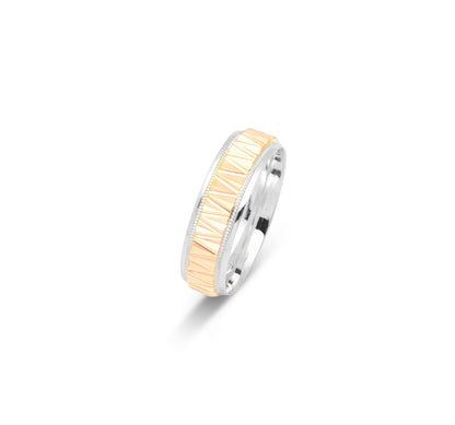 10K TWO TONE WEDDING BAND FANCY