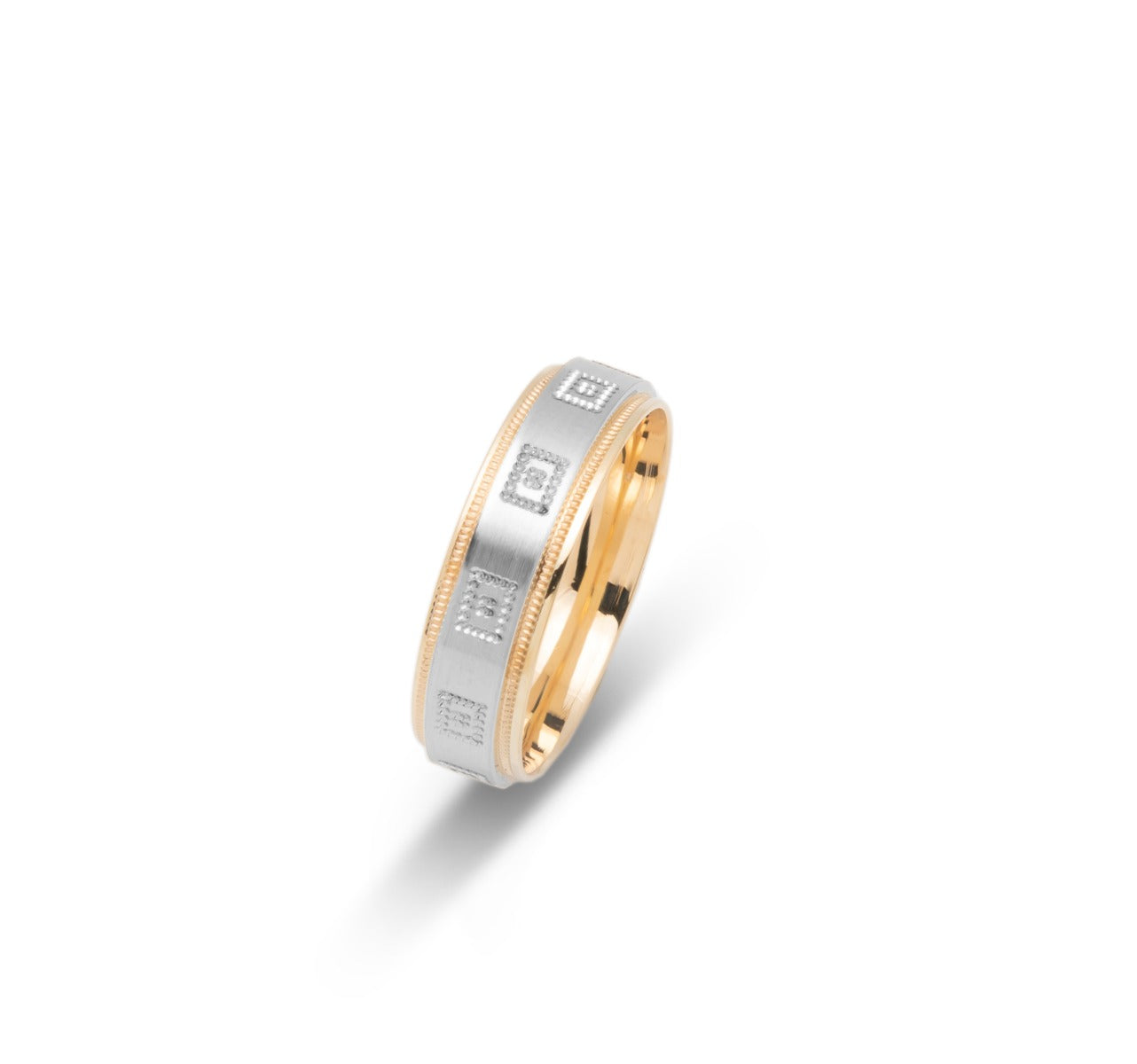 10K TWO TONE WEDDING BAND FANCY