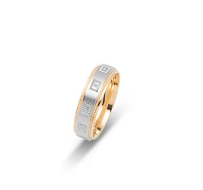 10K TWO TONE WEDDING BAND FANCY