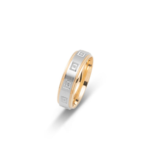 10K TWO TONE WEDDING BAND FANCY