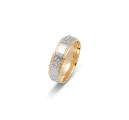 10K TWO TONE WEDDING BAND FANCY