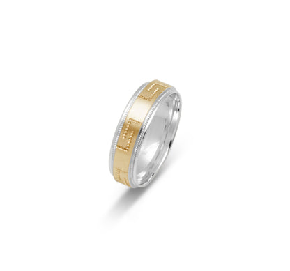 10K TWO TONE WEDDING BAND FANCY