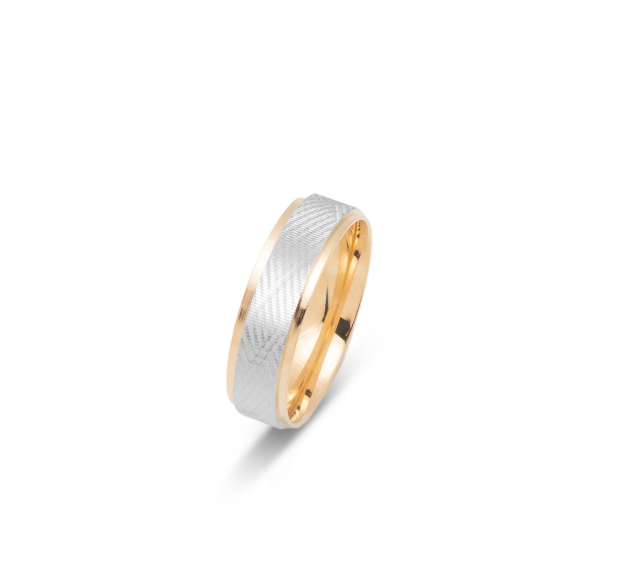 10K TWO TONE WEDDING BAND FANCY