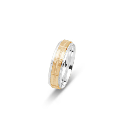 10K TWO TONE WEDDING BAND FANCY