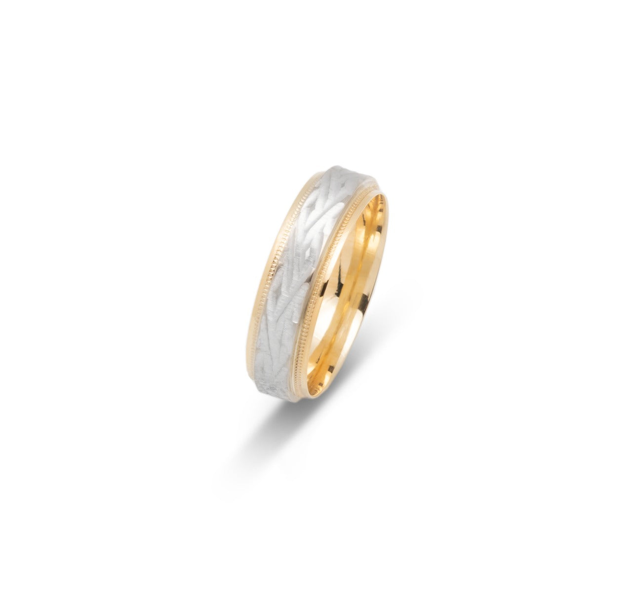 10K TWO TONE WEDDING BAND FANCY