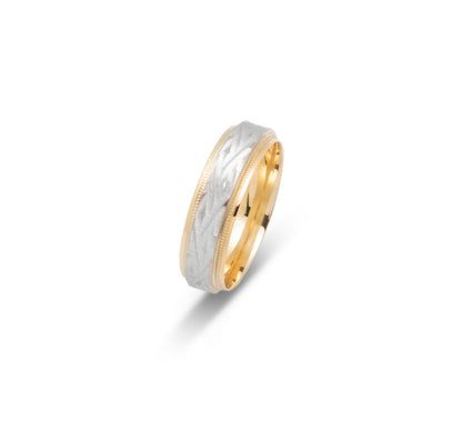 10K TWO TONE WEDDING BAND FANCY