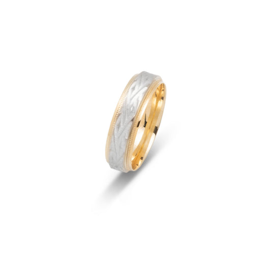 10K TWO TONE WEDDING BAND FANCY