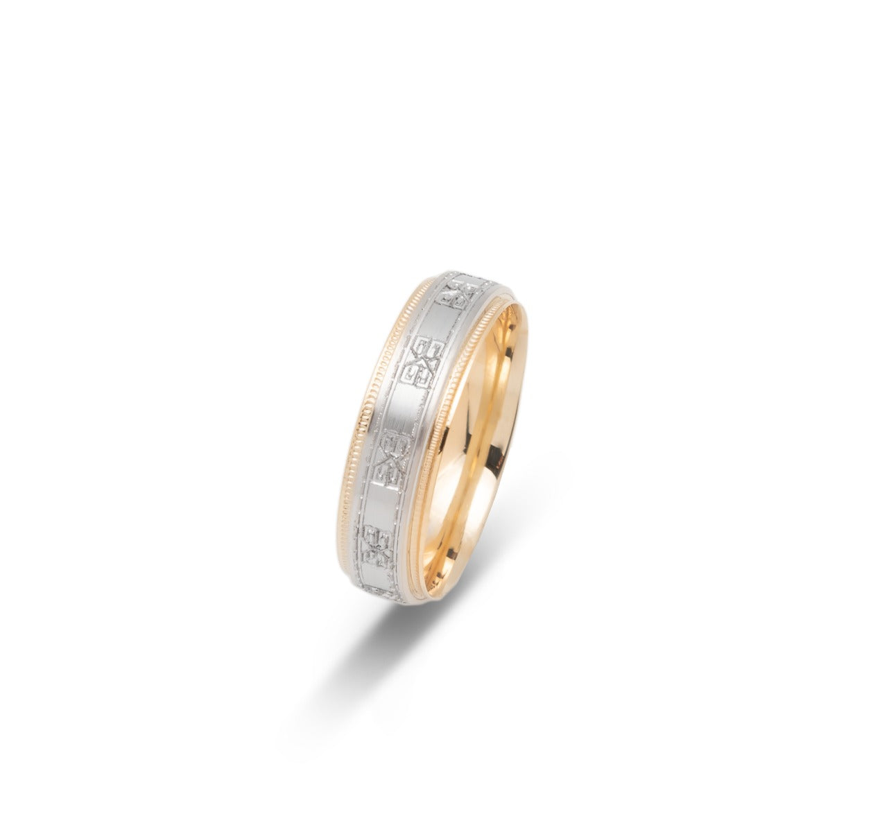 10K TWO TONE WEDDING BAND FANCY
