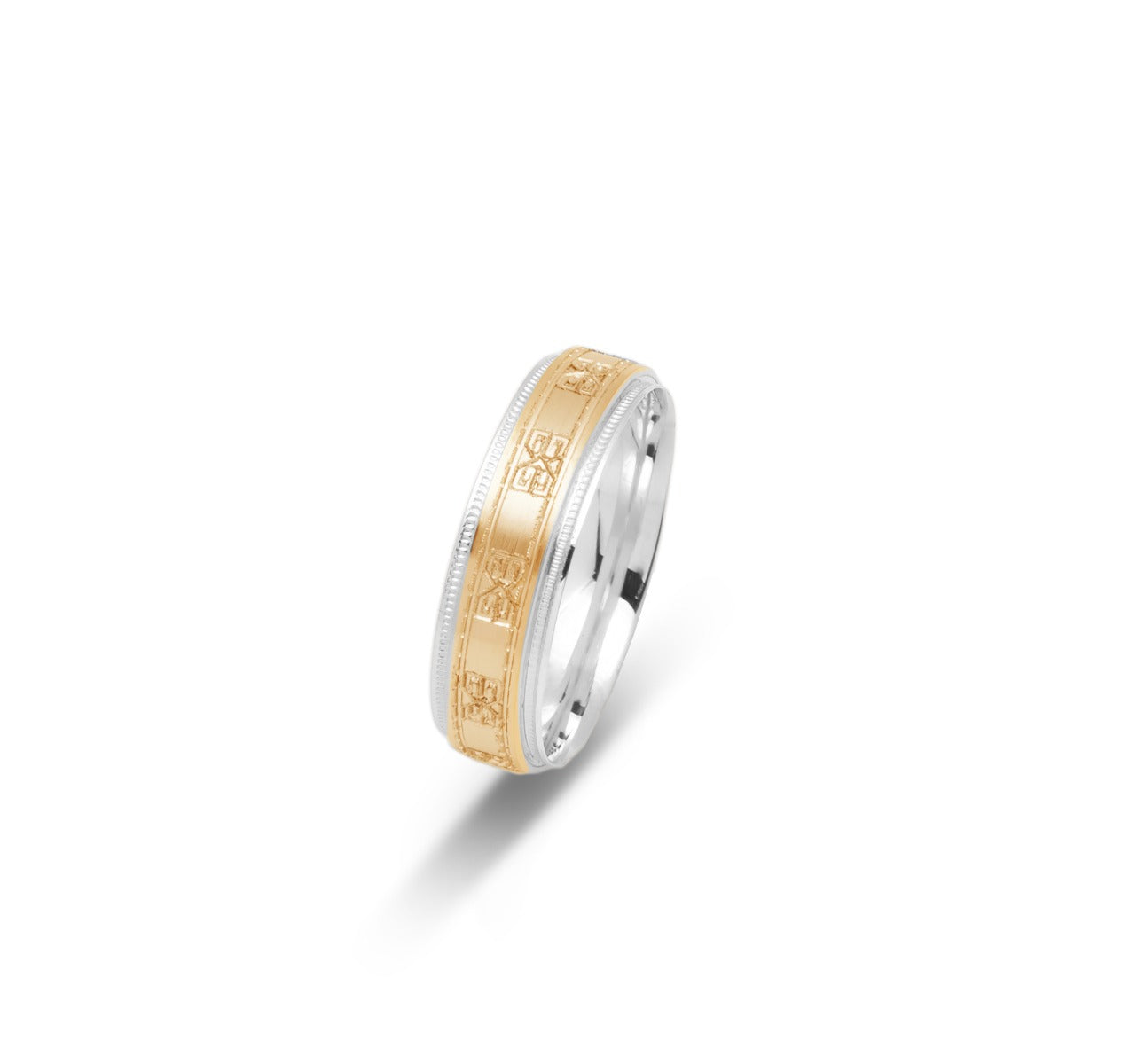 10K TWO TONE WEDDING BAND FANCY