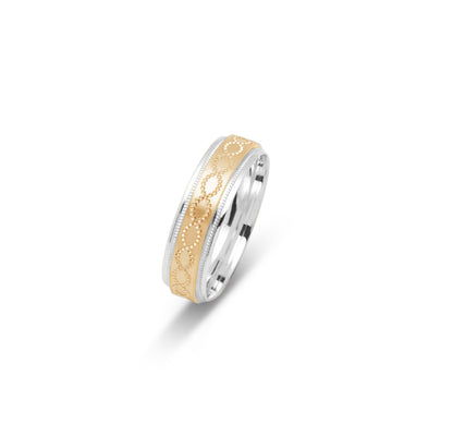 10K TWO TONE WEDDING BAND FANCY