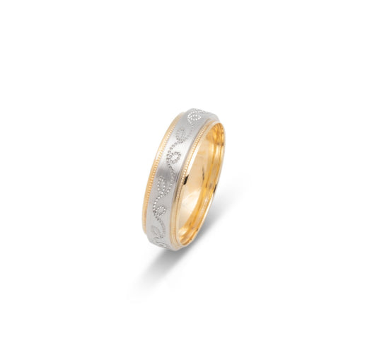 10K TWO TONE WEDDING BAND FANCY