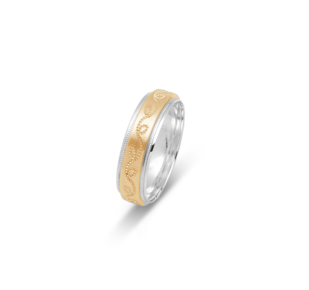 10K TWO TONE WEDDING BAND FANCY