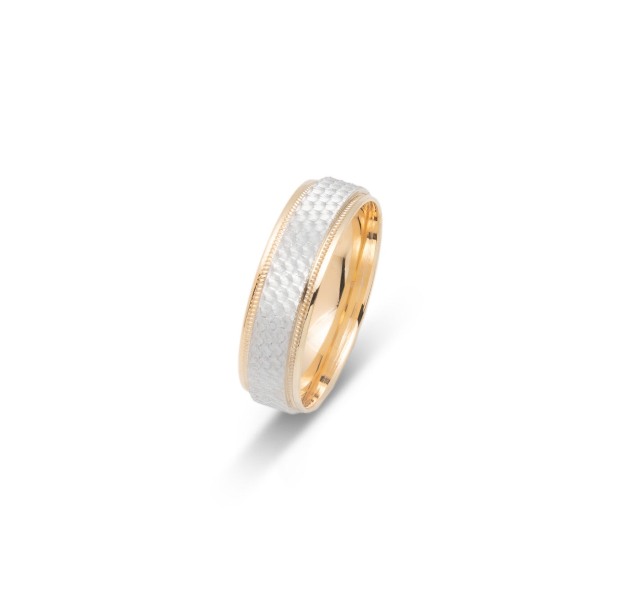10K TWO TONE WEDDING BAND FANCY