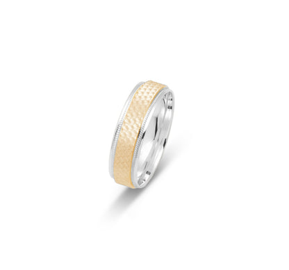 10K TWO TONE WEDDING BAND FANCY