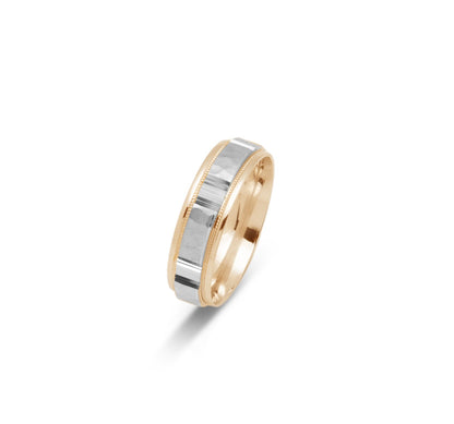 10K TWO TONE WEDDING BAND FANCY