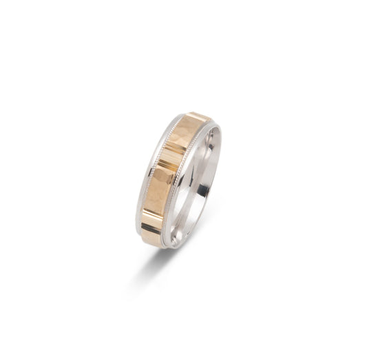 10K TWO TONE WEDDING BAND FANCY