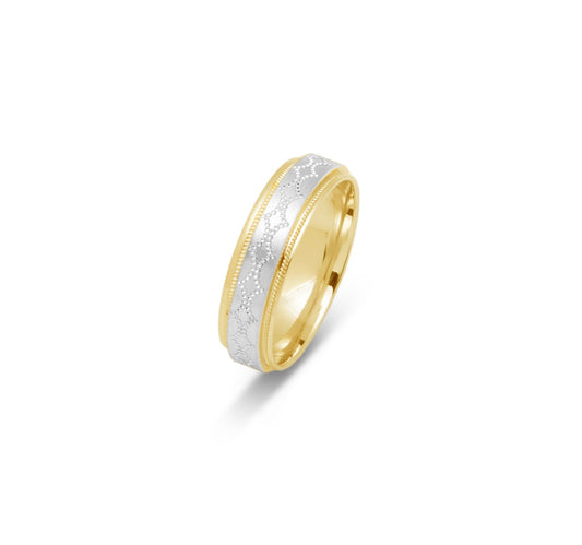 10K TWO TONE WEDDING BAND FANCY