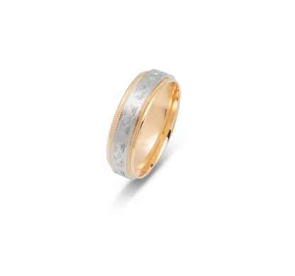 10K TWO TONE WEDDING BAND FANCY