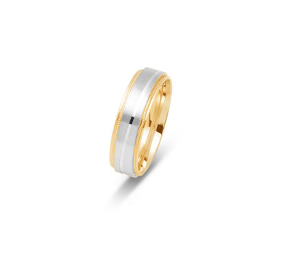 10K TWO TONE WEDDING BAND FANCY