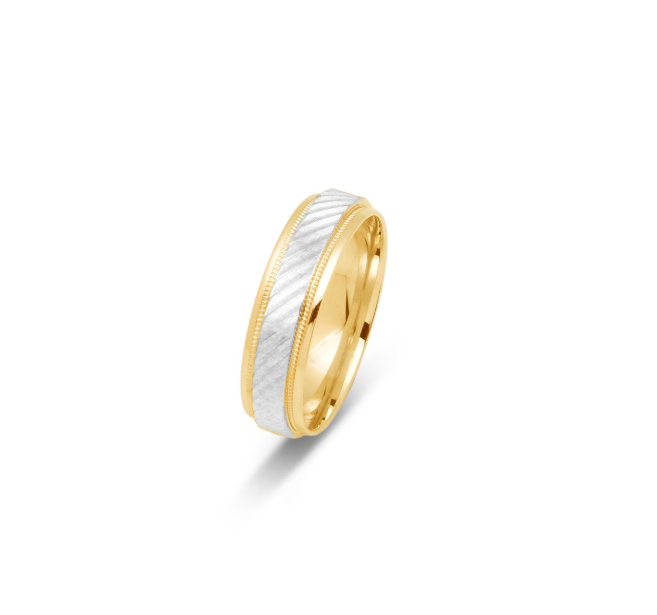 10K TWO TONE WEDDING BAND FANCY