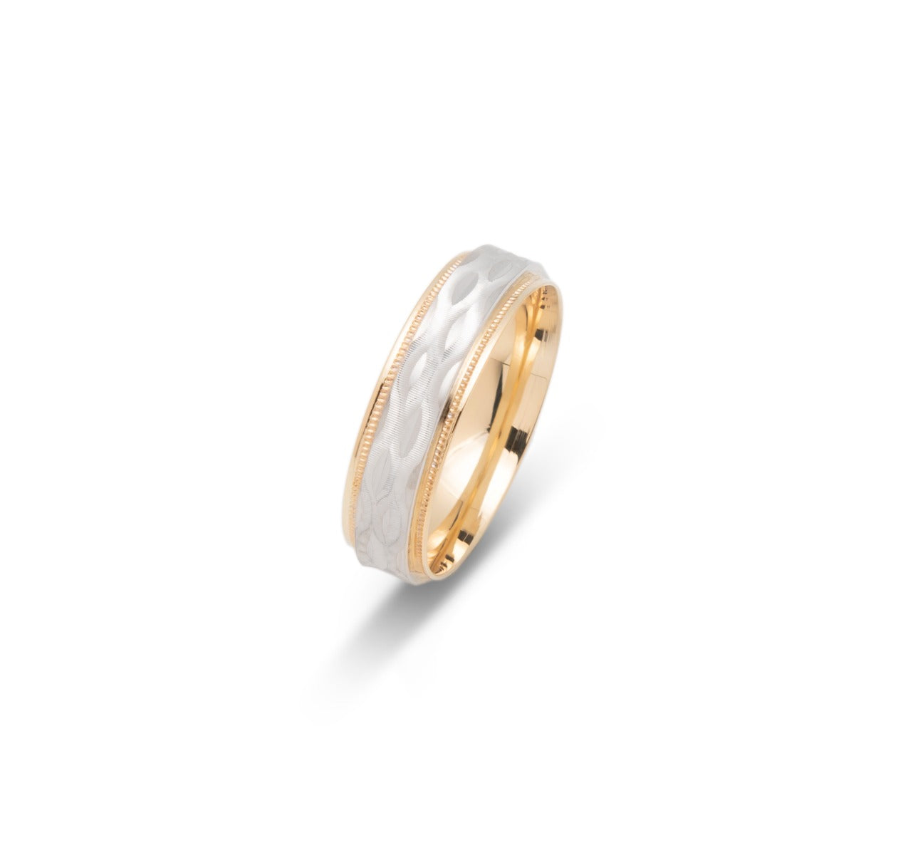 10K TWO TONE WEDDING BAND FANCY