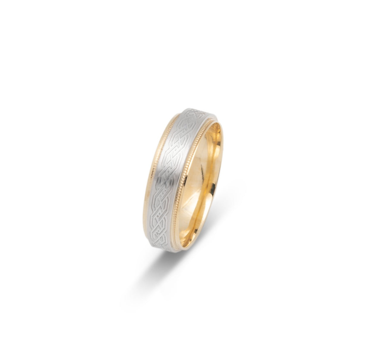 10K TWO TONE WEDDING BAND FANCY