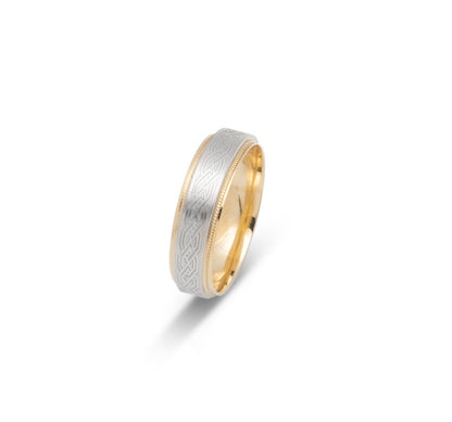 10K TWO TONE WEDDING BAND FANCY
