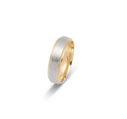 10K TWO TONE WEDDING BAND FANCY