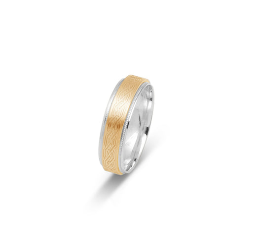 10K TWO TONE WEDDING BAND FANCY
