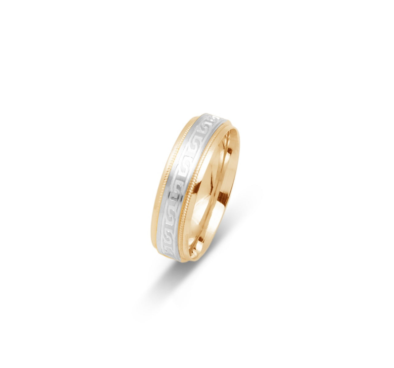 10K TWO TONE WEDDING BAND FANCY