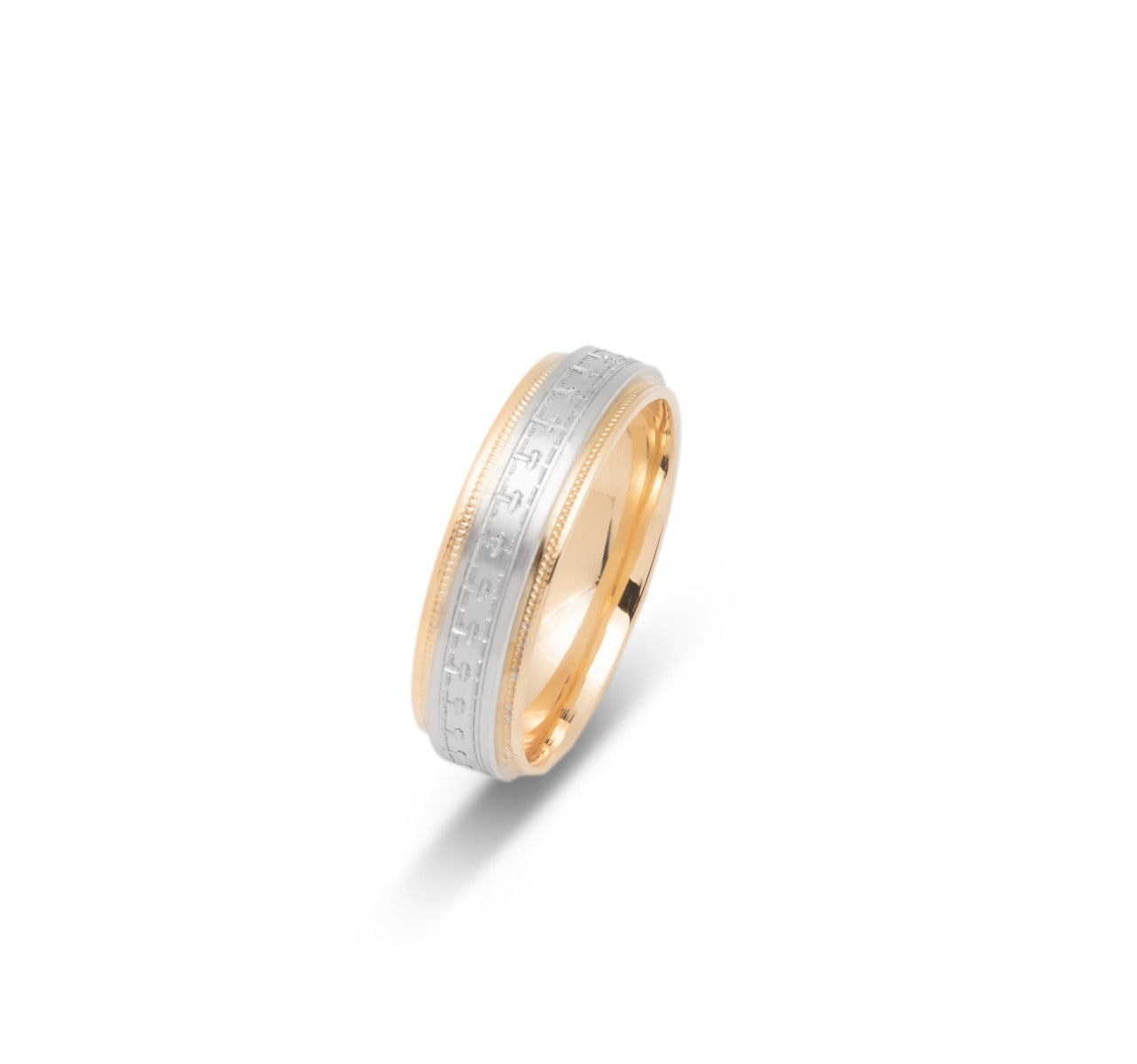10K TWO TONE WEDDING BAND FANCY