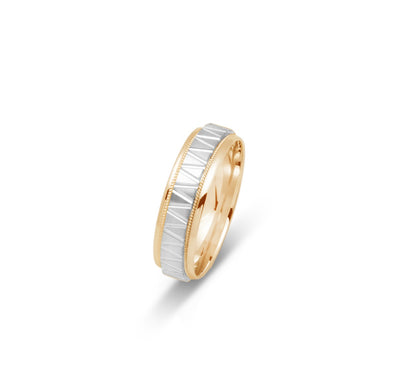 10K TWO TONE WEDDING BAND FANCY